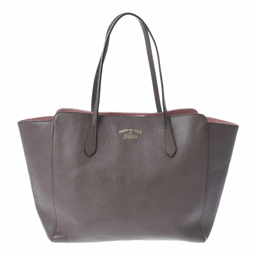 GUCCI Swing Tote Gray Pink Calfskin Bag